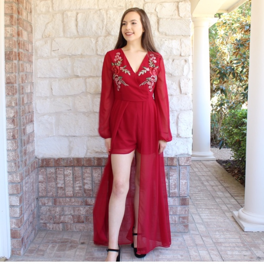 Rose Goddess Romper -Red